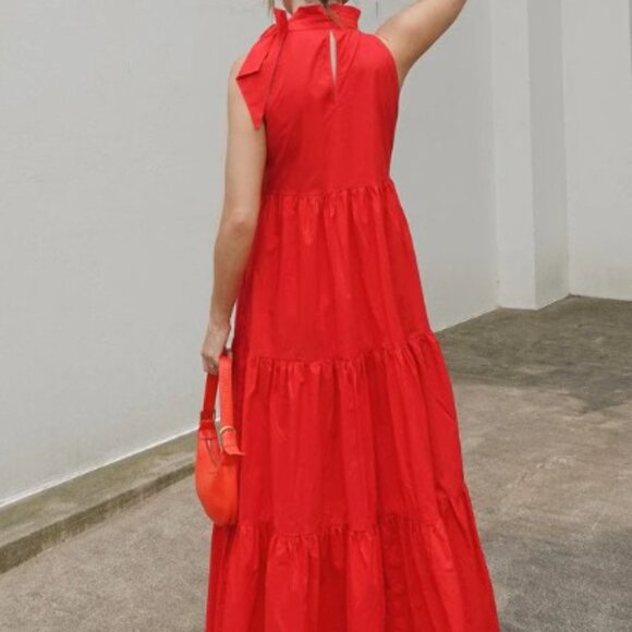 Wyatt Wylde Helena Dress Red Tiered Maxi Size XL - NEW WITH TAGS - Picture 2 of 6